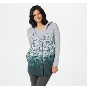 Cuddl Duds Fleecewear Stretch Floral Hooded Wrap Jacket  NWOT Size Small ❤️